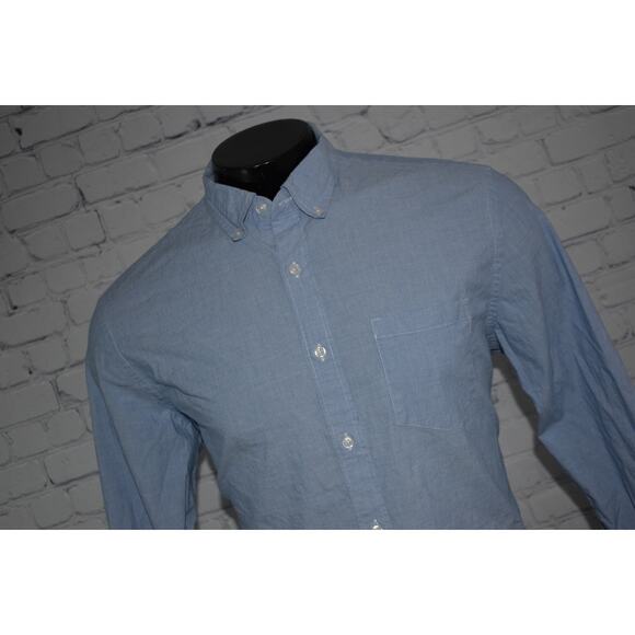 J Crew Mercantile Dress Shirt Button Up Mens Size Large Flex Blue Cotton Blend - Picture 4 of 7